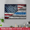 America And Thin Blue Line Flag Personalized Canvas