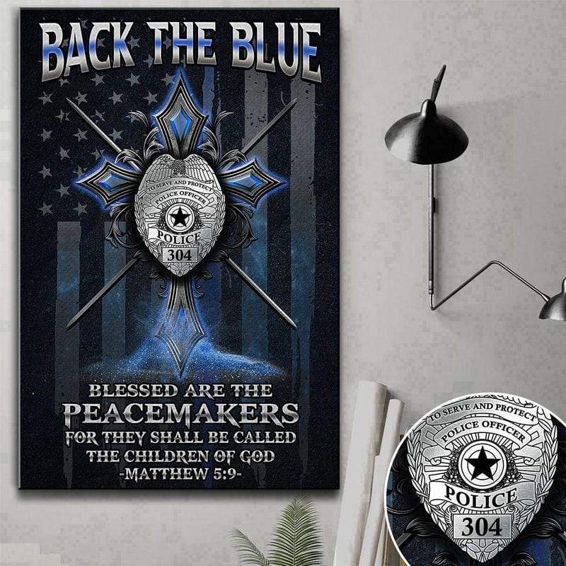 Black The Blue Cross Thin Blue Line Canvas Print