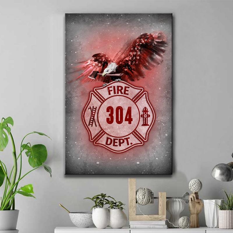 Eagle Firefighter Logo Thin Red Line Personalized Firefighter Canvas Print