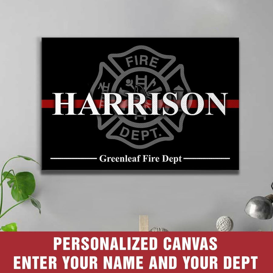 Canvas Prints 12" x 8" Firefighter Personalized Dept