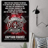 Firefighter When You Pass Through The Waters Thin Red Line Personalized Firefighter Canvas Print