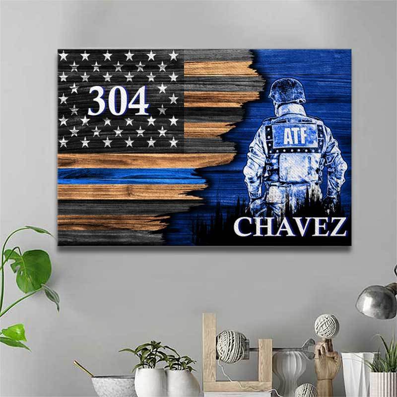 ATF Suit Thin Blue Line Canvas Print - Half Flag
