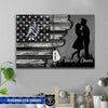 Canvas Prints 24" x 16" - BEST SELLER Half Flag Camouflage Couple Thin Blue Line Personalized Marine Canvas Print