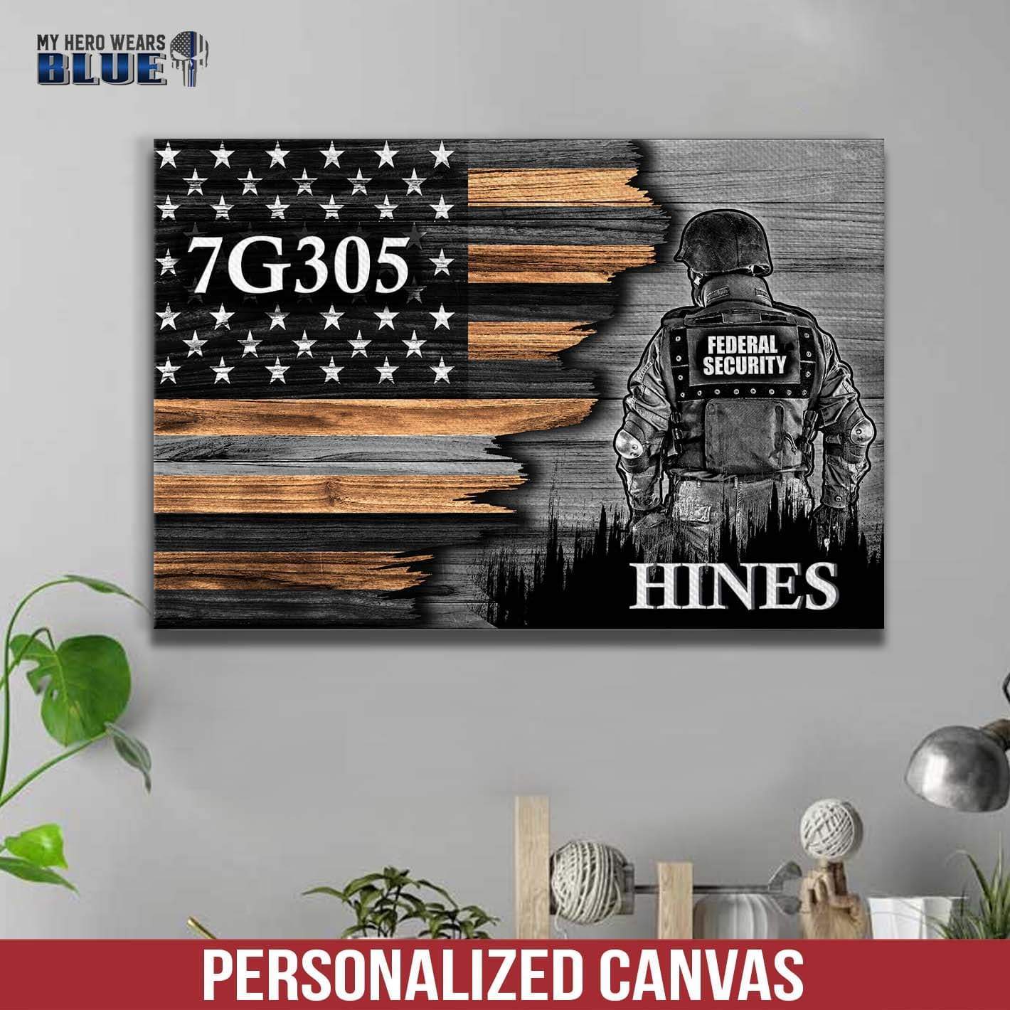 Canvas Prints 12" x 8" Half Flag - Federal Security Suit - Personalized Canvas