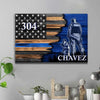 Canvas Prints 24" x 16" - BEST SELLER / 0.75" Half Flag K9 Unit Officer Thin Blue Line Canvas Print