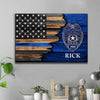 Canvas Prints 24" x 16" - BEST SELLER Half Flag - Police Officer Badge - CTM Thin Blue Line Canvas Print