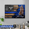 Canvas Prints 24" x 16" - BEST SELLER / 0.75" Half Flag - Police x Nurse Couple Thin Blue Line Personalized Canvas Print