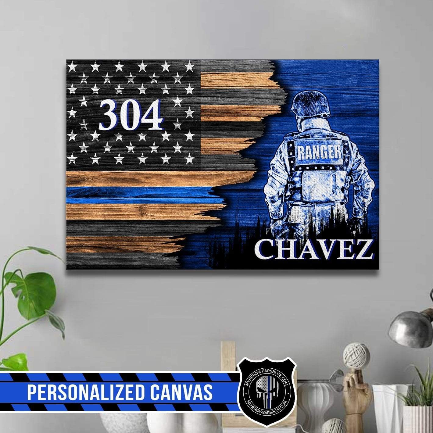 Canvas Prints 12" x 8" Half Flag - Ranger Suit - Personalized Canvas