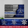 Canvas Prints 12" x 8" Half Thin Blue Line Flag - 7 Points Star Deputy Sheriff Badge Canvas Print