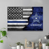 Canvas Prints Half Thin Blue Line Flag - 7 Points Star Deputy Sheriff Badge Canvas Print