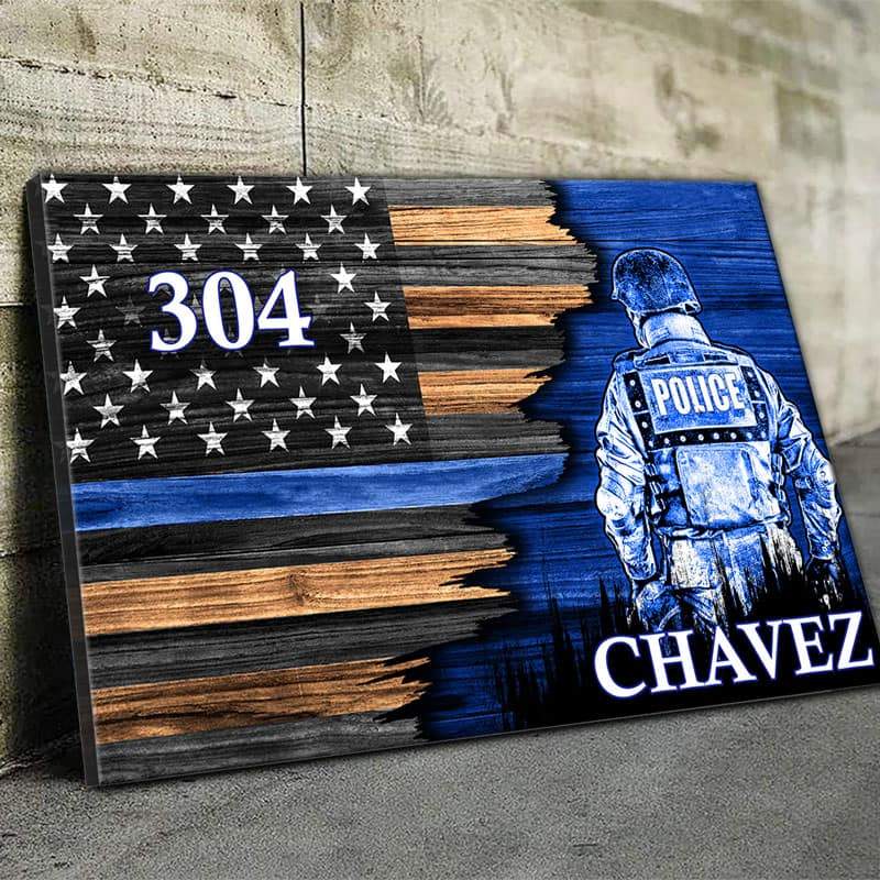 Canvas Prints Half Thin Blue Line Flag - Thin Blue Line Suit Canvas Print