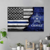 Canvas Prints Half Thin Blue Line Flag With Deputy Sheriff Badge Thin Blue Line Canvas Print