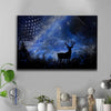 Canvas Prints 12" x 8" Hunting - Deer In A Sunset - Thin Blue Line Flag