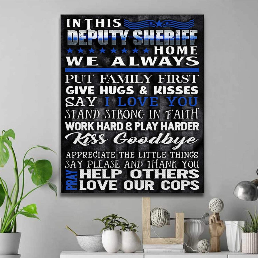 Canvas Prints 8" x 12" In This House - Thin Blue Line Canvas - Deputy Sheriff