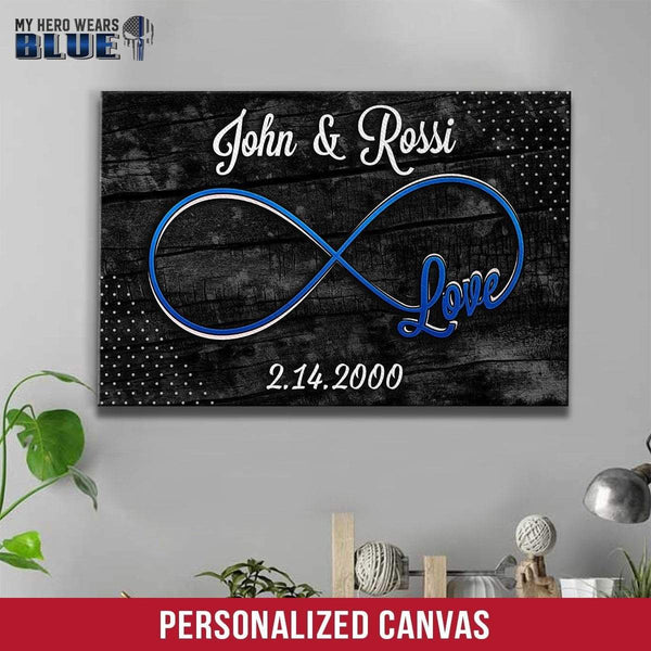 Infinity Love - Wedding Date Personalized Canvas Print - My Hero Wears Blue