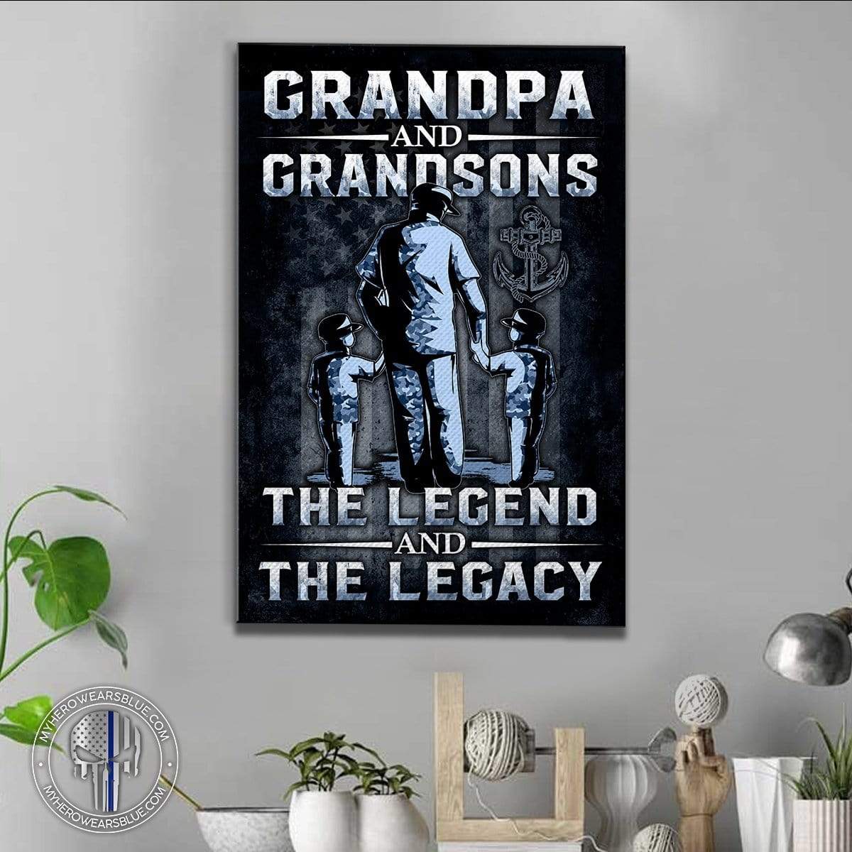 Canvas Prints 16" x 24" - BEST SELLER Navy Legend Grandpa Canvas