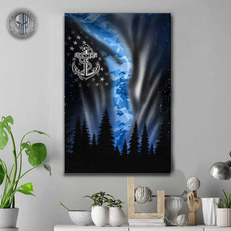 Canvas Prints 16" x 24" - BEST SELLER Navy - Northern Camouflage Light - Anchor Canvas