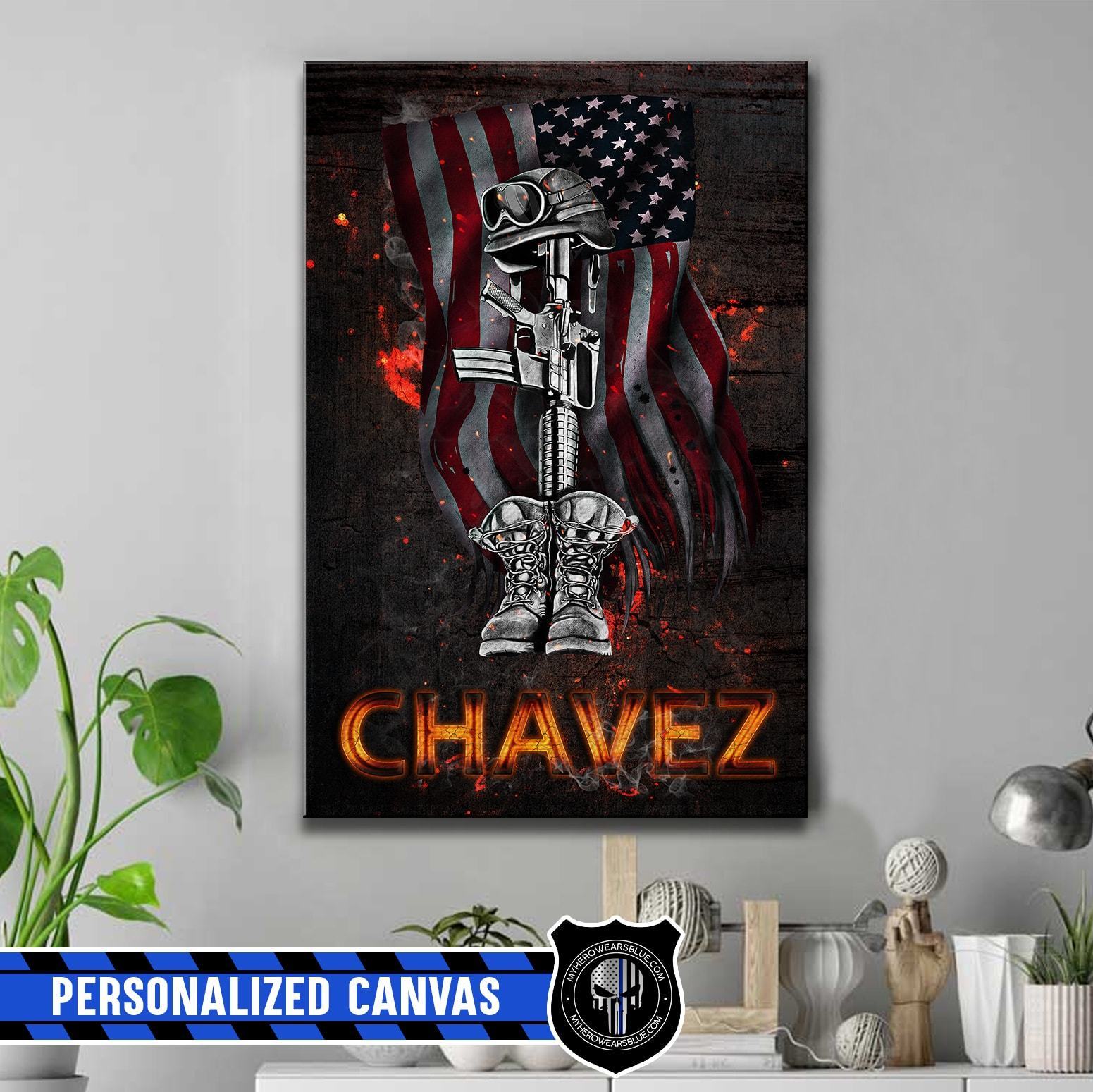 Canvas Prints 8" x 12" Personalized Canvas - Army Boots And Hat Flag