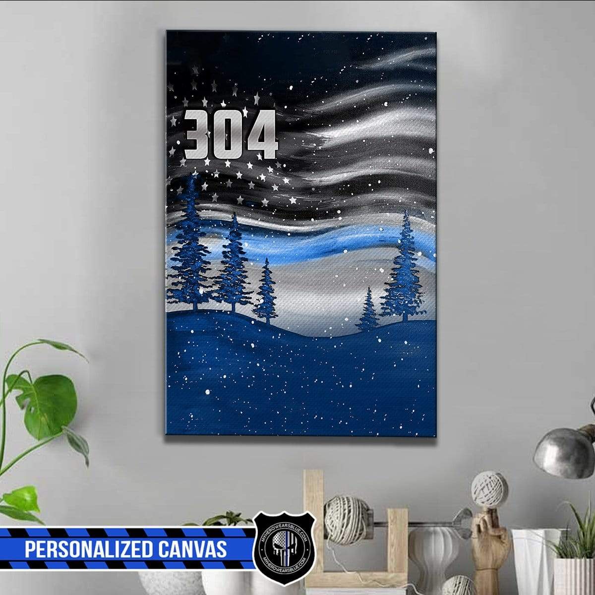 Canvas Prints 16" x 24" - BEST SELLER Personalized Canvas - Beautiful Sky Flag - Badge Number
