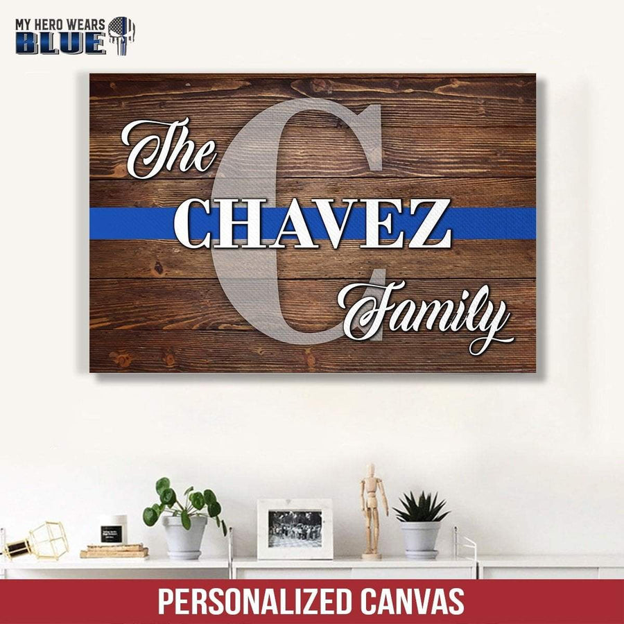 Canvas Prints 12" x 8" Personalized Canvas - Blue Line Family