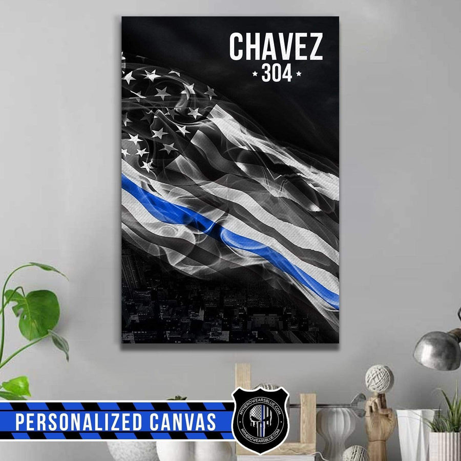 Canvas Prints 8" x 12" Personalized Canvas - City Under Thin Blue Line Flag