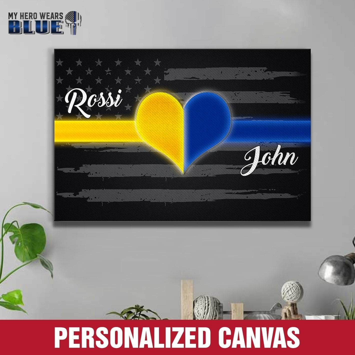 Canvas Prints 12" x 8" Personalized Canvas - Combine Lines - Police x Dispatcher
