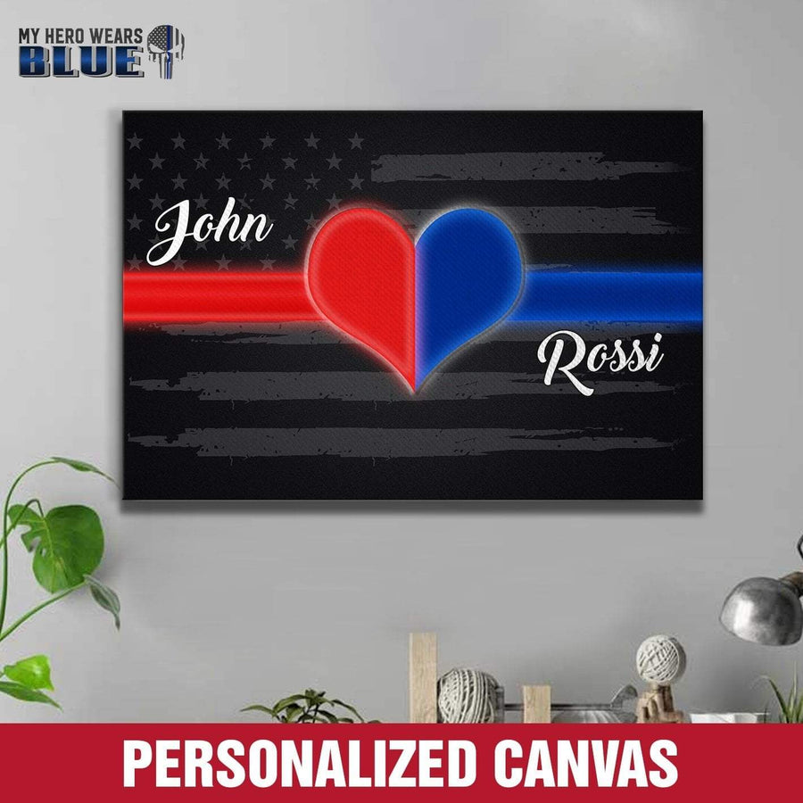Canvas Prints 12" x 8" Personalized Canvas - Combine Lines - Police x Firefighter