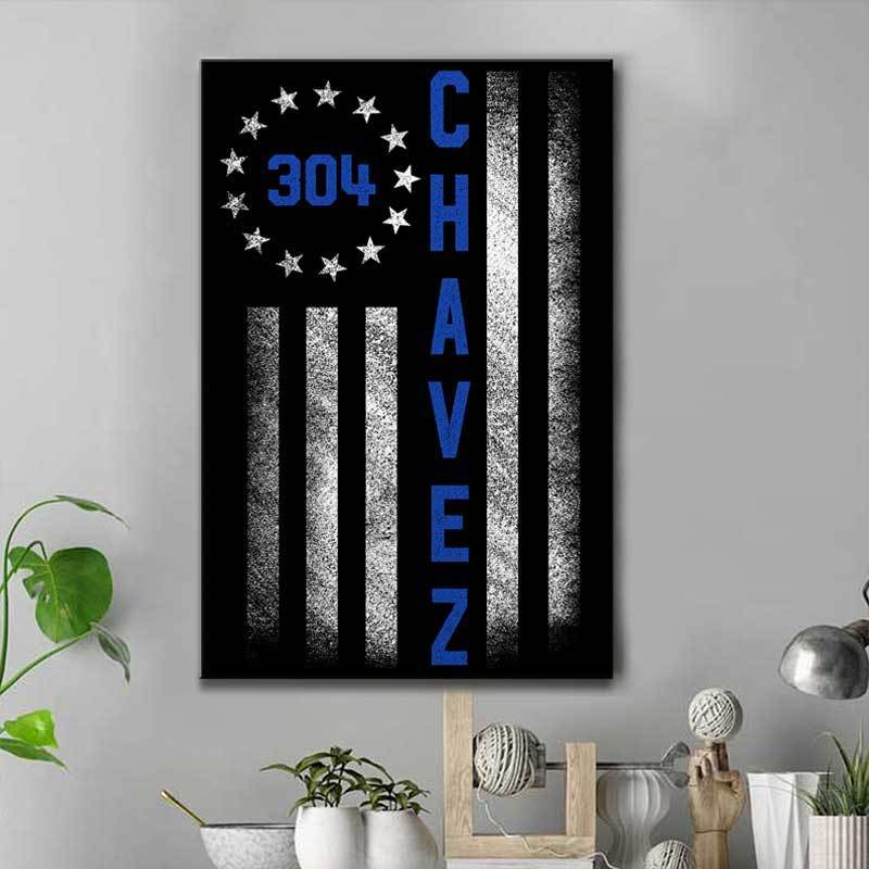 Duty Honor Courage - Circle Star Flag Personalized Canvas Print