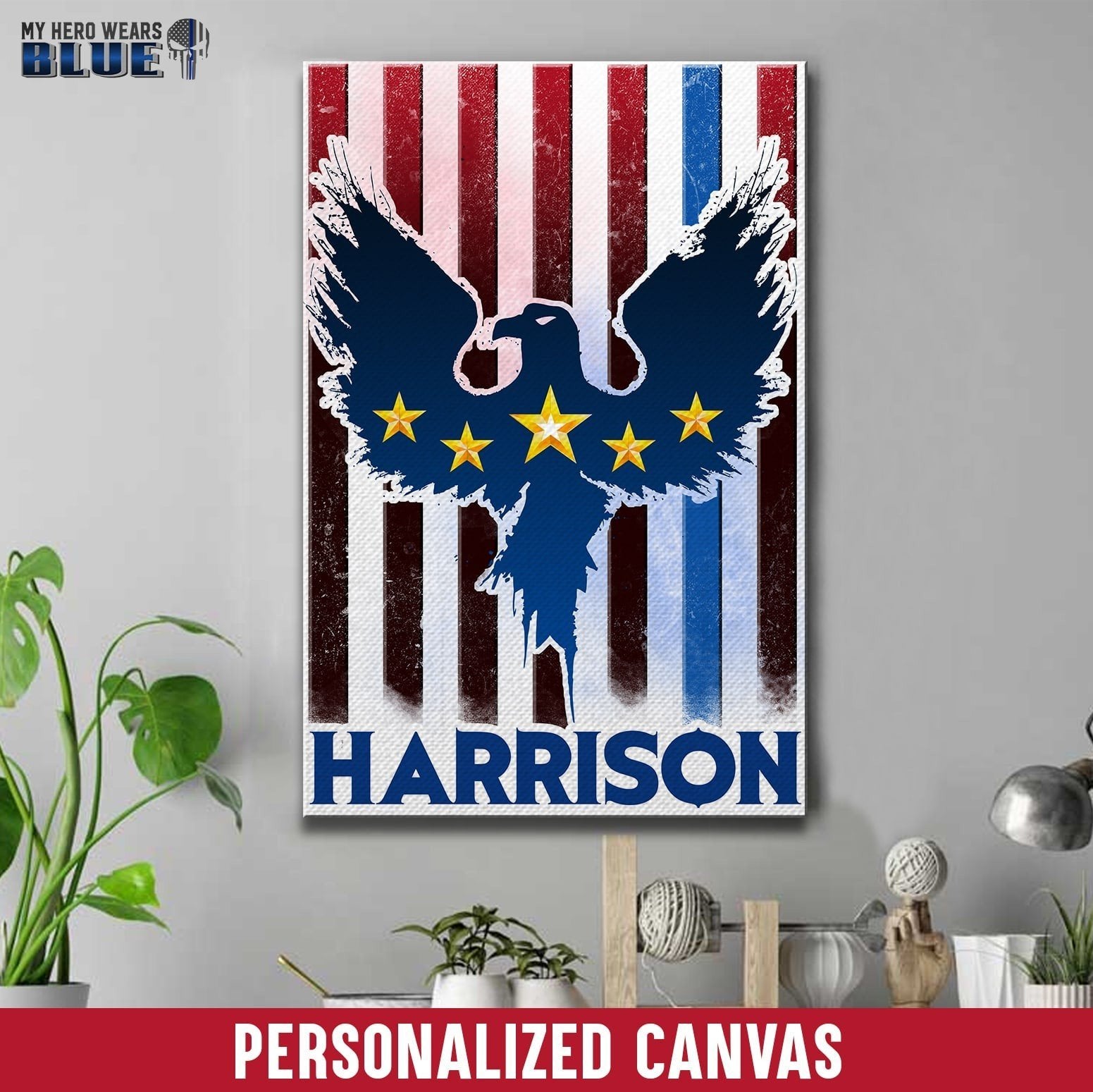 Canvas Prints 8" x 12" Personalized Canvas - Eagle American Flag