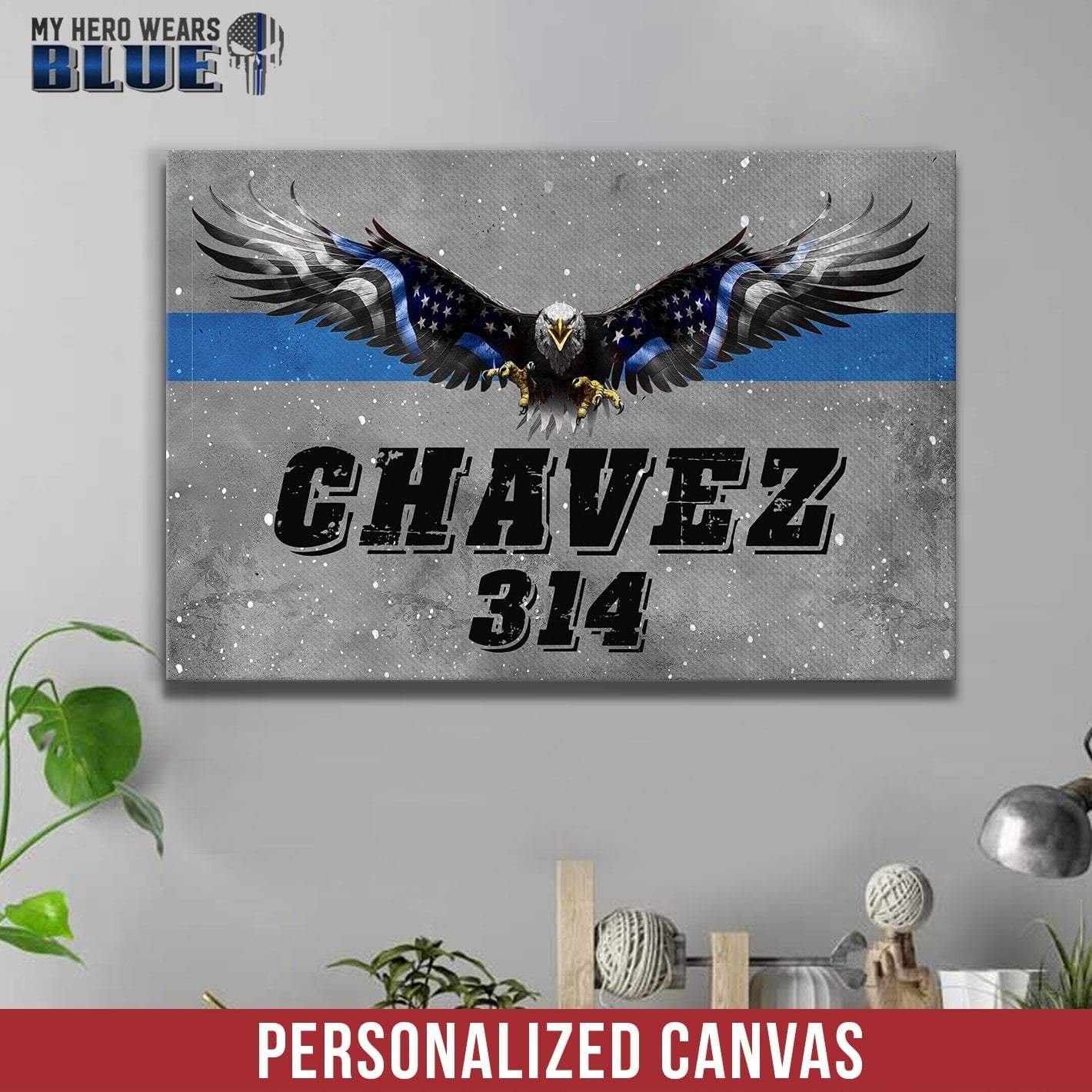 Canvas Prints 12" x 8" Personalized Canvas - Eagle - Name And Number