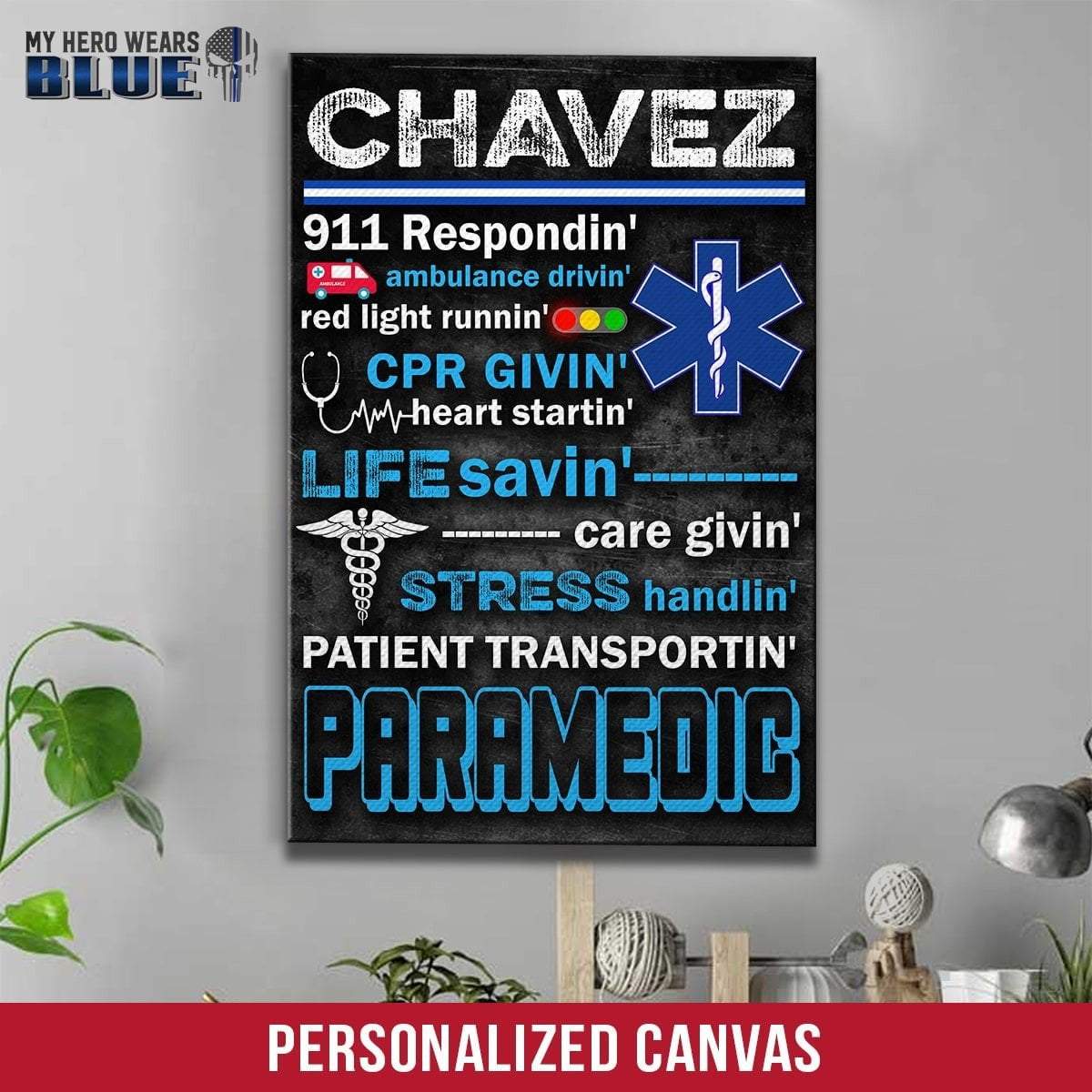 Canvas Prints 8" x 12" Personalized Canvas - EMS - Life Saving