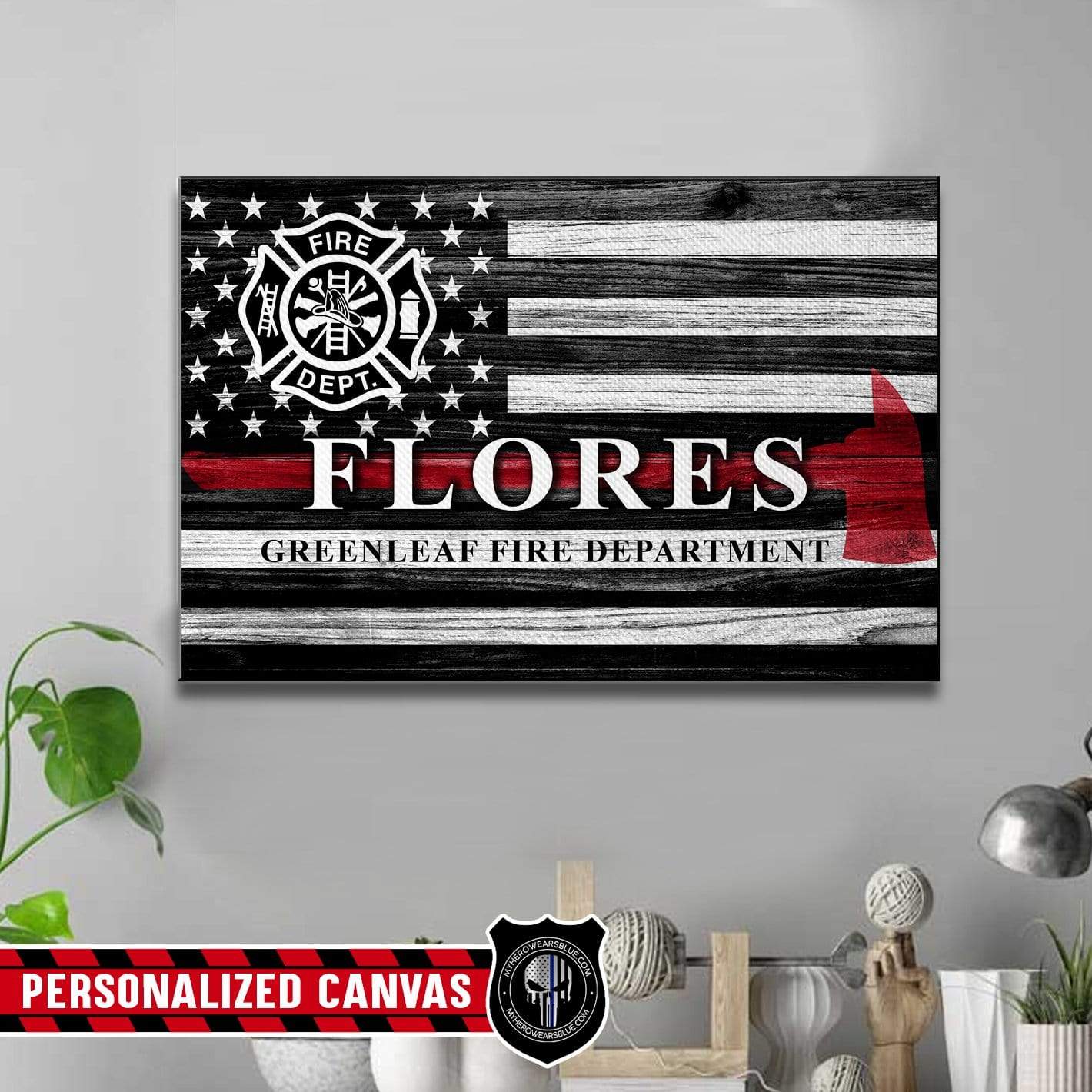Canvas Prints 12" x 8" Personalized Canvas - Firefighter Axe