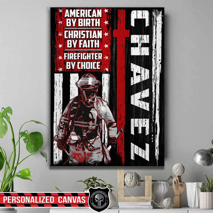 Canvas Prints 16" x 24" - BEST SELLER Personalized Canvas - Firefighter - By Faith By Birth By Choice