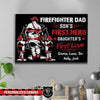 Canvas Prints 24" x 16" - BEST SELLER Personalized Canvas - Firefighter Dad - Kids Names