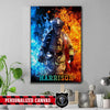 Canvas Prints 16" x 24" - BEST SELLER Personalized Canvas - Firefighter - Half Water Half Fire