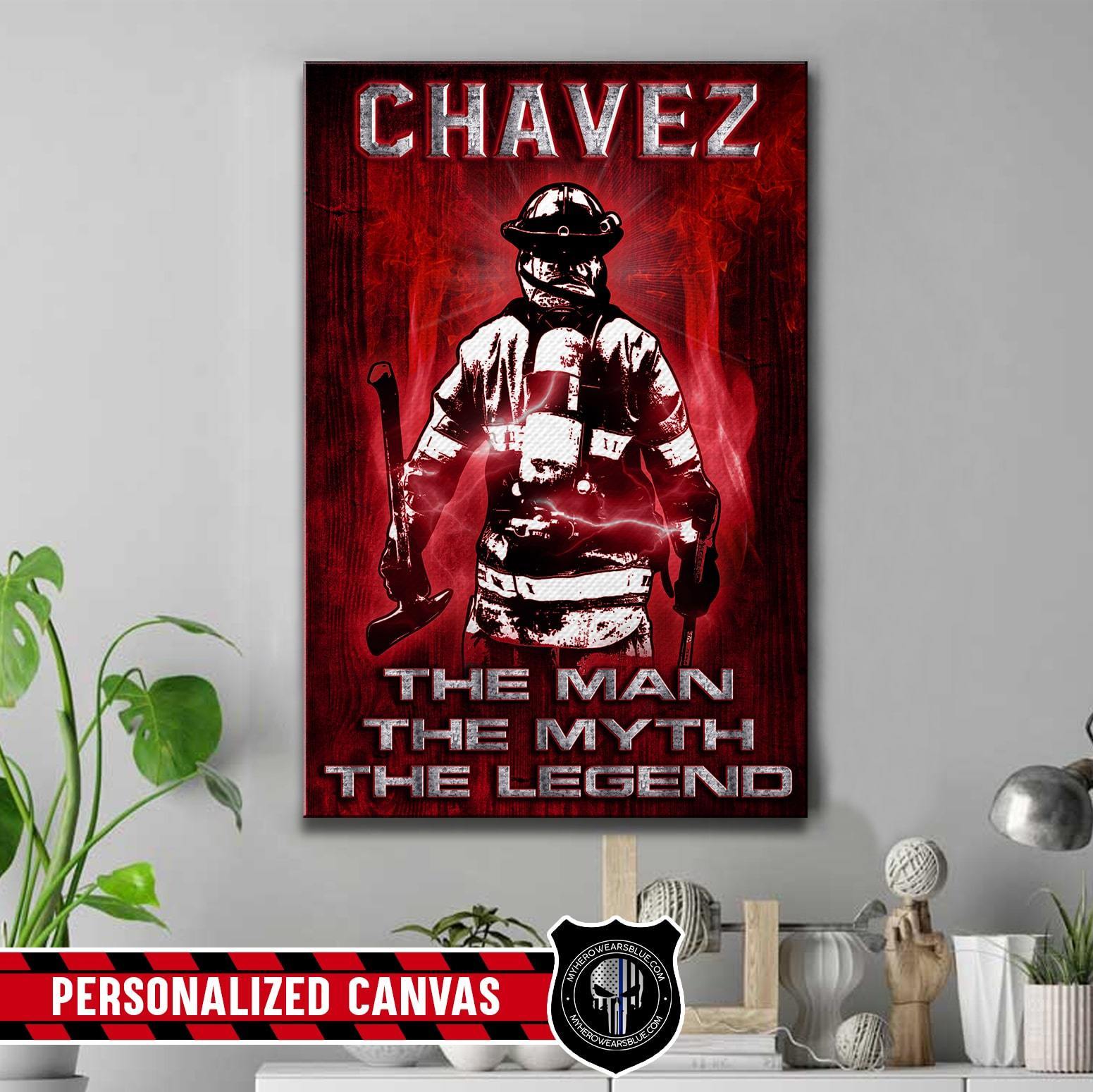 Canvas Prints 16" x 24" - BEST SELLER Personalized Canvas - Firefighter - The Man The Myth The Legend