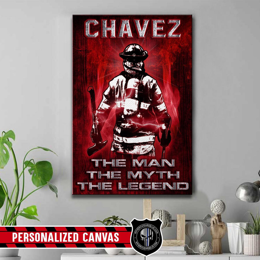 Canvas Prints 16" x 24" - BEST SELLER Personalized Canvas - Firefighter - The Man The Myth The Legend