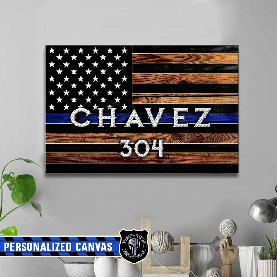 Canvas Prints 24" x 16" - BEST SELLER Personalized Canvas - Grain Texture Name - Police