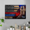 Half Blue And Red Line Flag - Police And Firefighter Couple Canvas Print