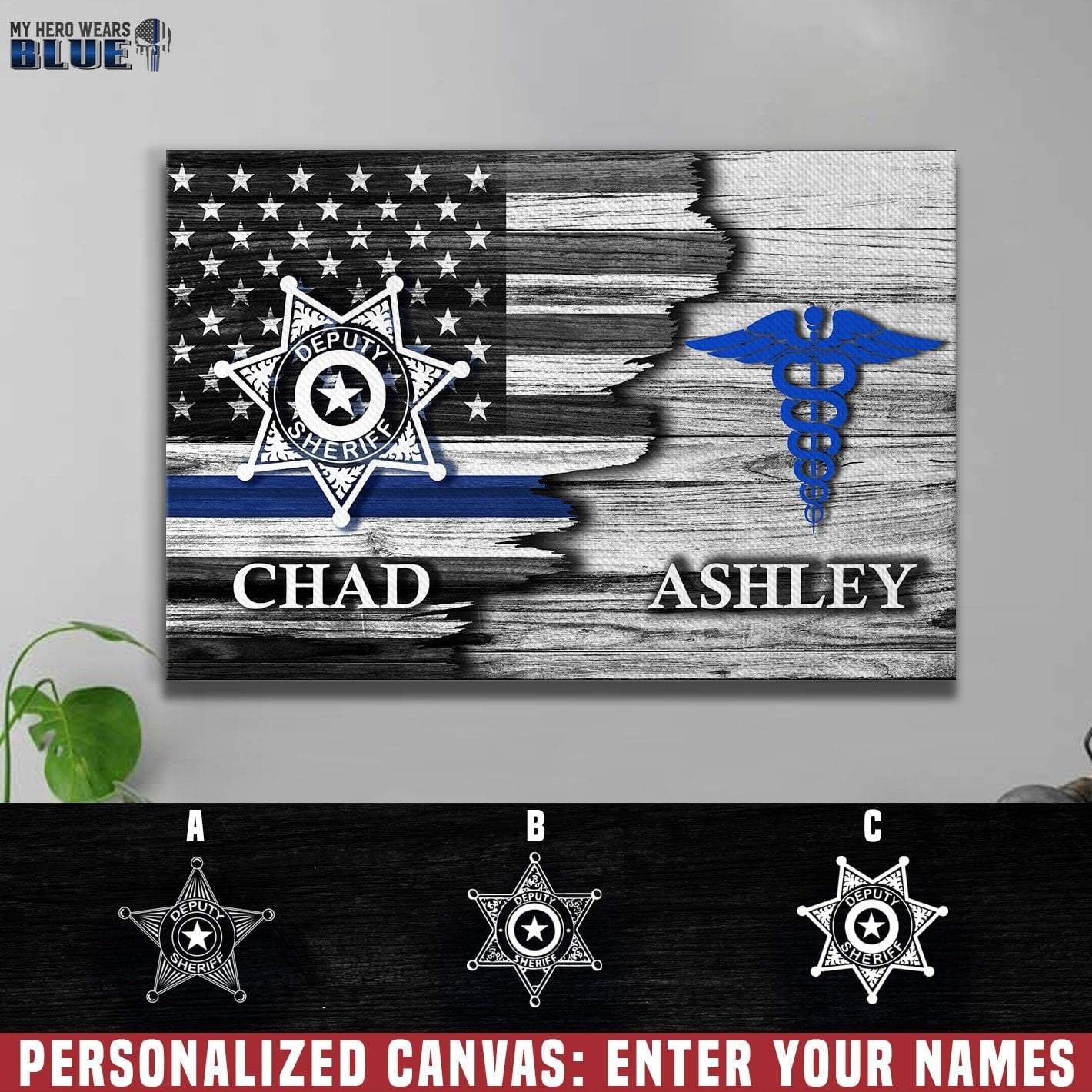 Canvas Prints 12" x 8" Personalized Canvas - Half Flag - Deputy x Nurse