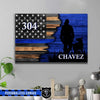 Canvas Prints 24" x 16" - BEST SELLER Personalized Canvas - Half Flag - Female Police Vs K9 Unit