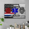 Half Flag Firefighter x EMS x Police Couple Thin Blue Line Personalized Canvas Print