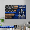 Canvas Prints 24" x 16" - BEST SELLER Personalized Canvas - Half Flag - Grandpa and Grandsons