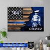 Canvas Prints 24" x 16" - BEST SELLER Personalized Canvas - Half Flag - Police Officer Back View