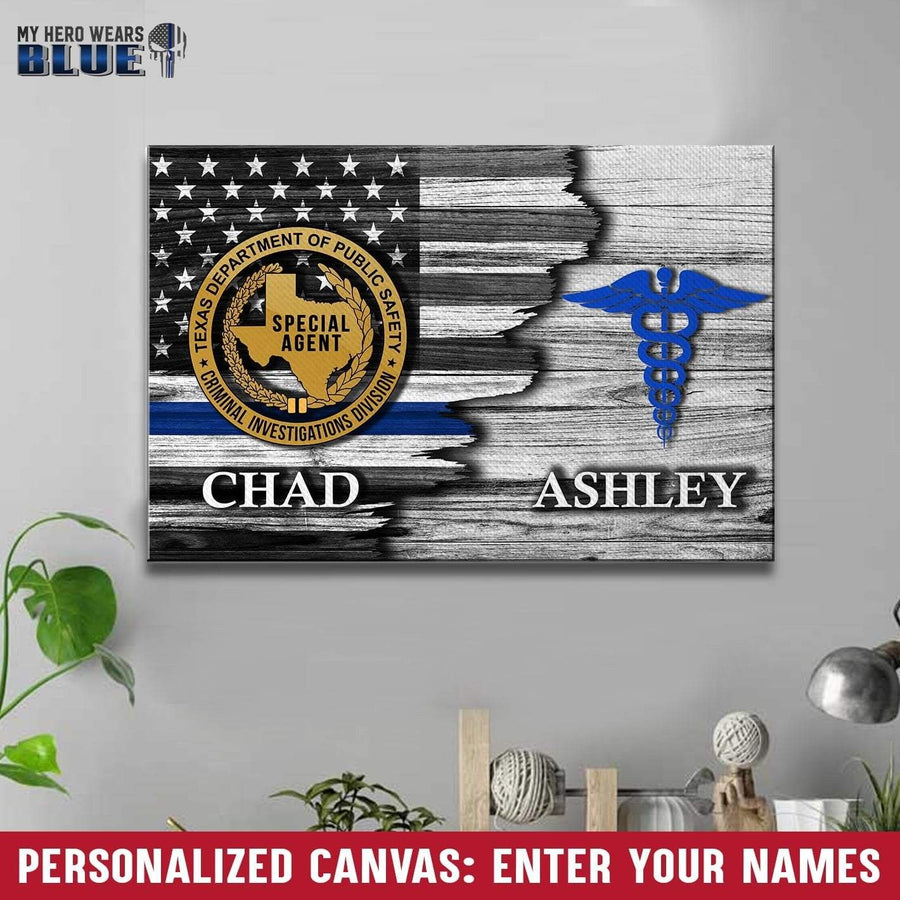 Canvas Prints 12" x 8" Personalized Canvas - Half Flag - Special Agent x Nurse