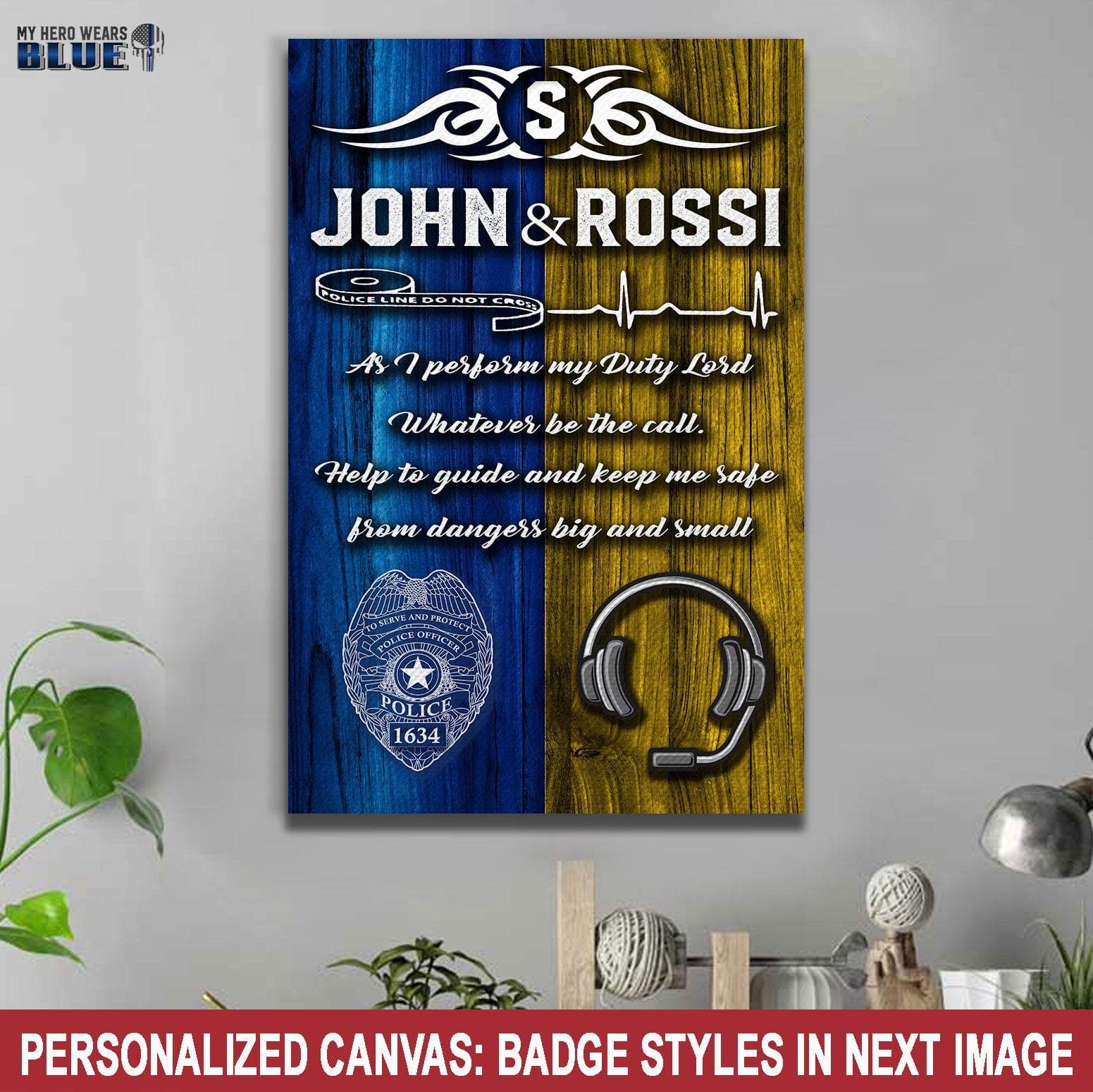 Canvas Prints 8" x 12" Personalized Canvas - Half - Police and Dispatcher
