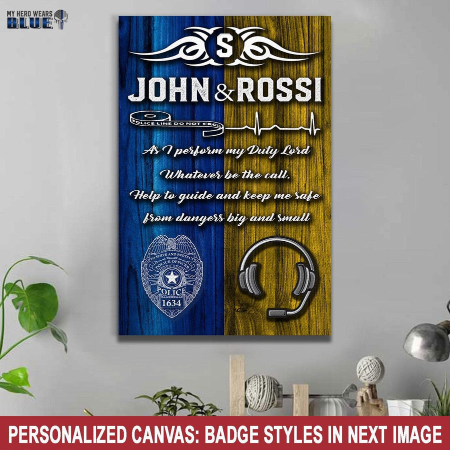 Canvas Prints 8" x 12" Personalized Canvas - Half - Police and Dispatcher