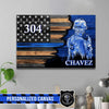Canvas Prints 24" x 16" - BEST SELLER Personalized Canvas - Half Thin Blue Line Flag - Female Police Officer