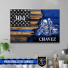 Canvas Prints 24" x 16" - BEST SELLER Personalized Canvas - Half Thin Blue Line Flag - Sheriff - Motorcycle