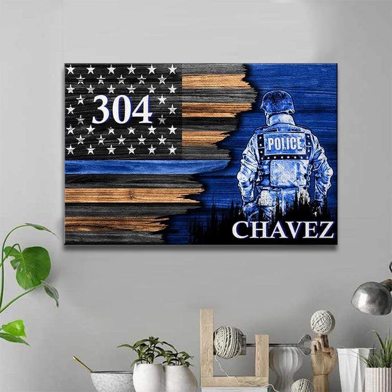 Half Thin Blue Line Flag - Thin Blue Line Suit Canvas Print